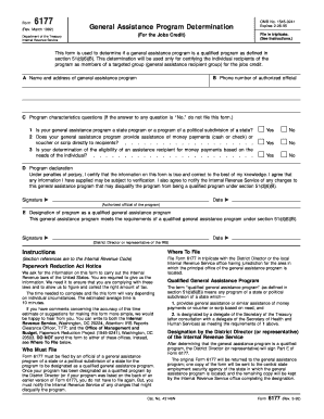 Get and Sign Form 6177 General Assistance Program Determination 1992-2022