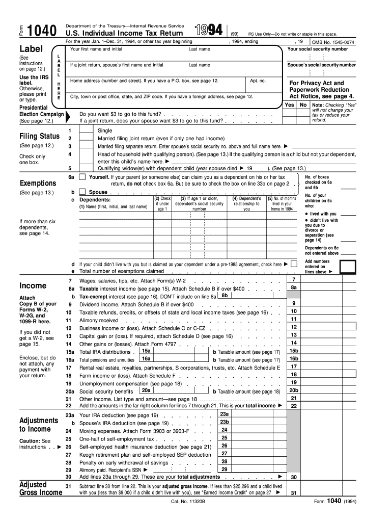  1040 Form 1994