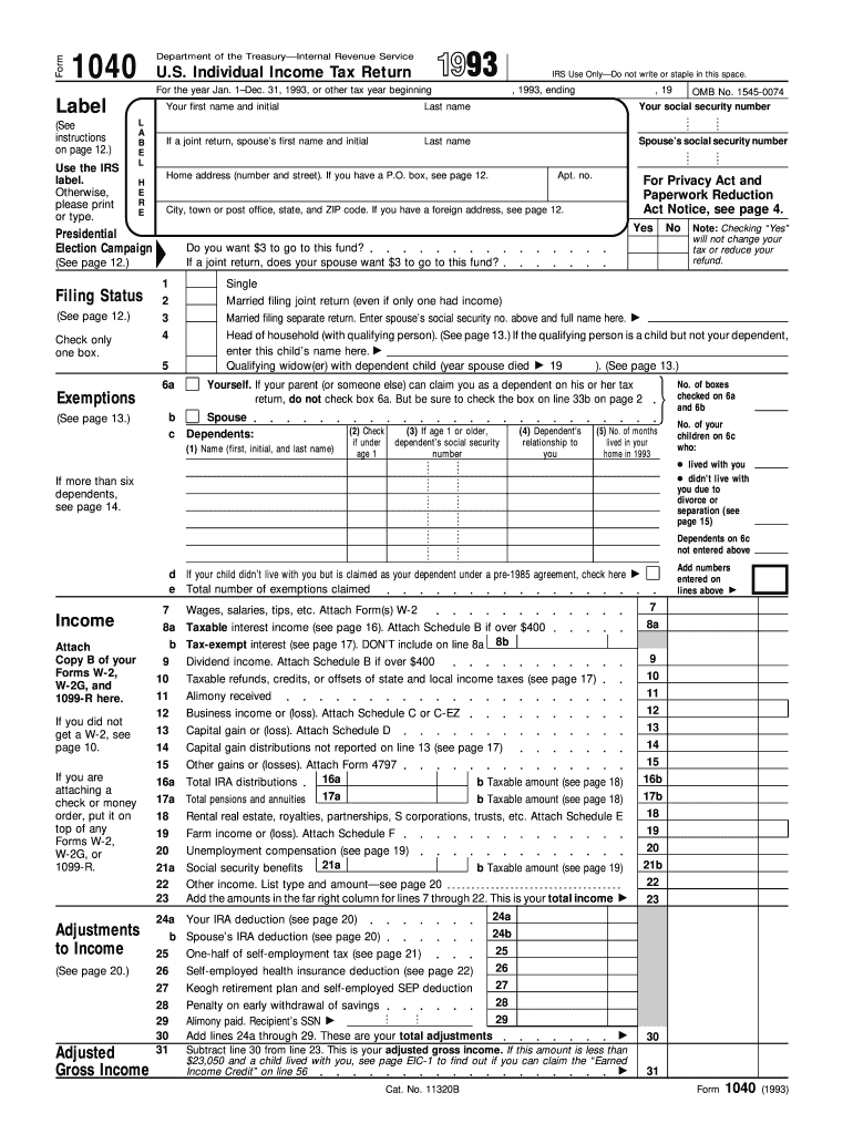  Form 1040 1993