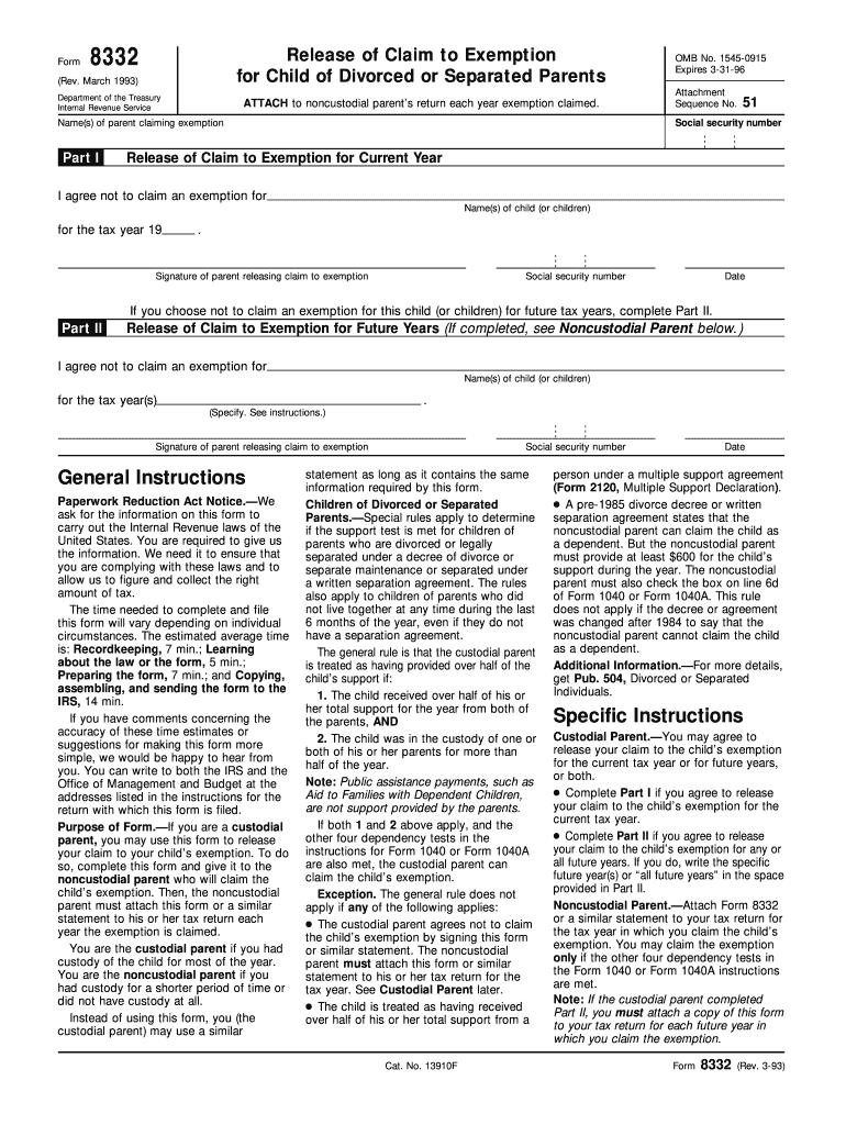  Form 8332 1993