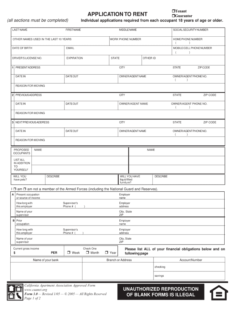 Rental Application PDF  Form