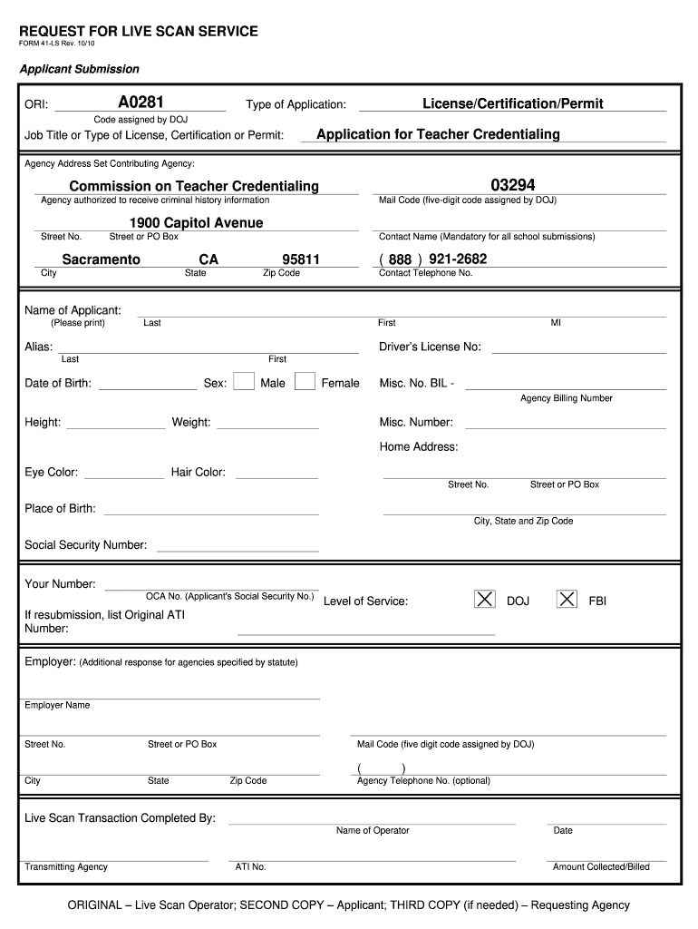  Form 41 Ls Fillable 2010