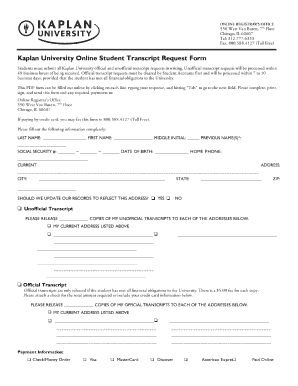Kaplan University Transcripts Form - Fill Out and Sign Printable PDF ...