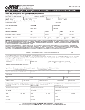 Mdot Form Vr 210