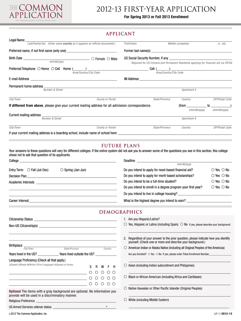 Get and Sign Common Application PDF 2013-2022 Form