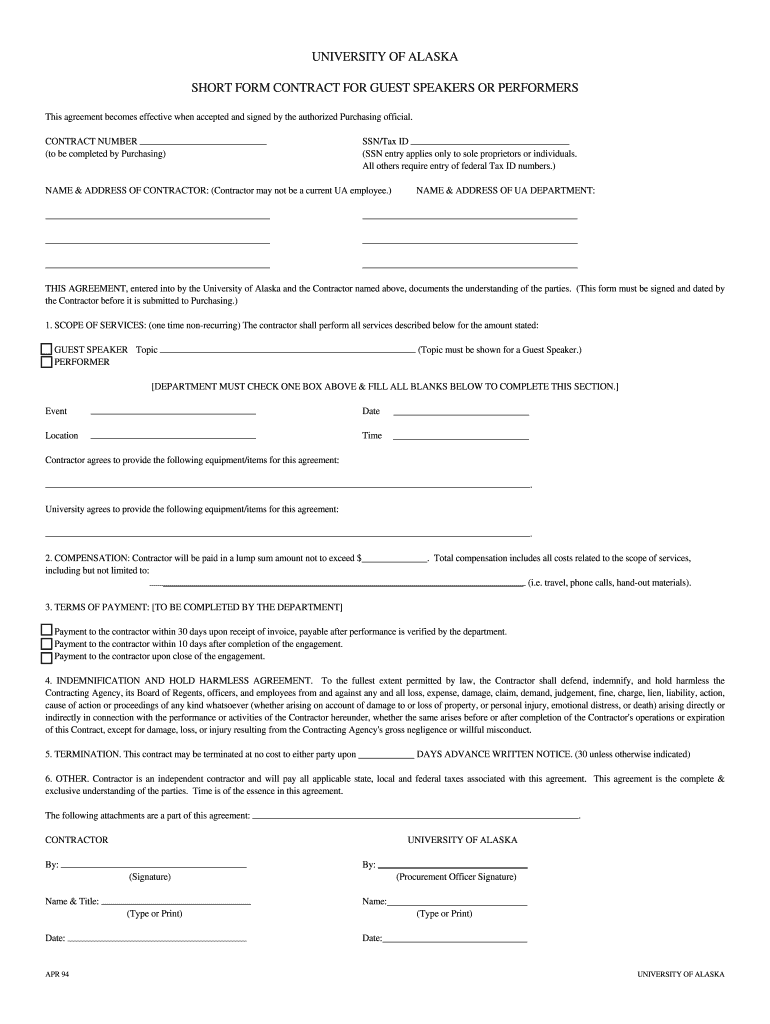 Honorarium Agreement Template  Form