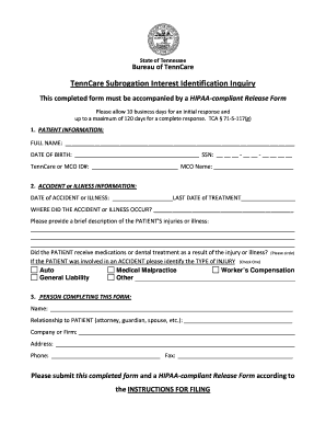 Tenncare Subrogation  Form