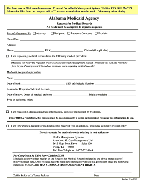 Form to Request Release of Patient Information Alabama Medicaid Medicaid Alabama