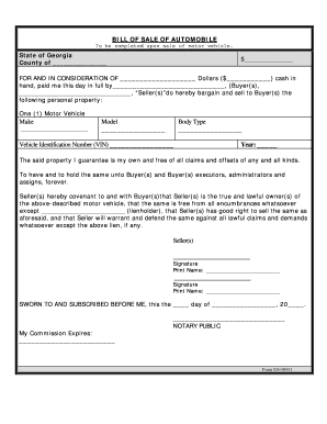 Bill of Sale Personal Property  Form
