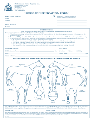 PHR Horse Markings Form Usef