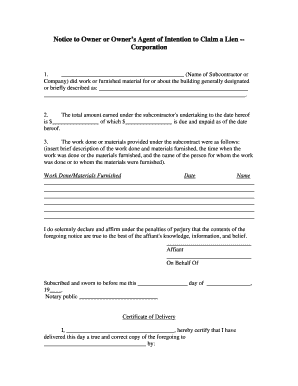 Claim of Lien Form