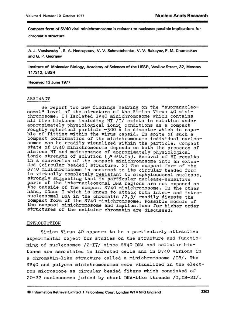 Compact Form of SV40 Viral Minichromosome is Resistant to