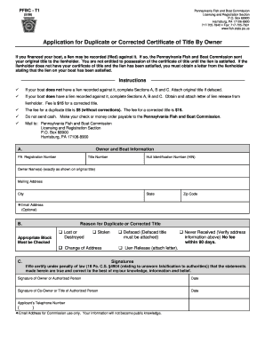 Pennsylvania Title Application  Form