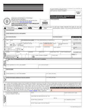 Repossession Paperwork  Form