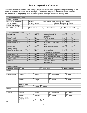 Kentucky Home Inspection Checklist  Form