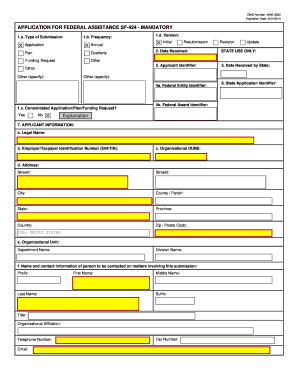 Sf424 Mandatory Fillable Form