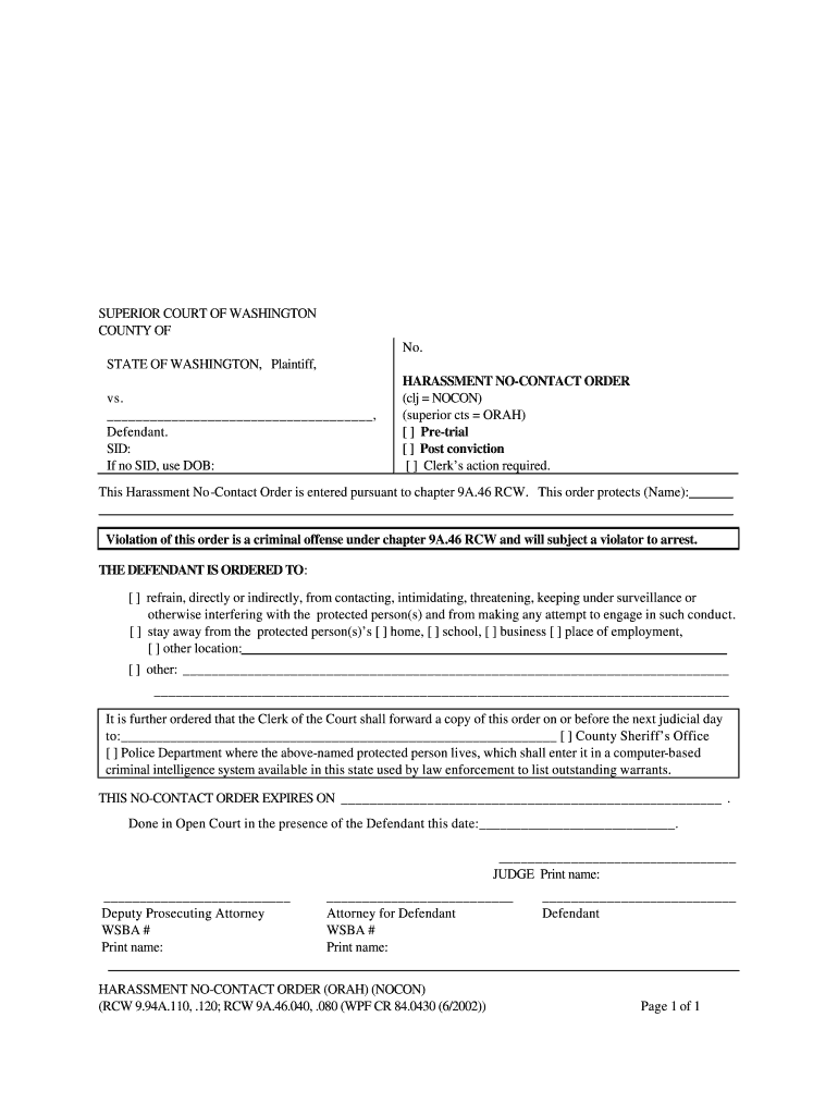  No Contact Order Form Pa 2002-2024