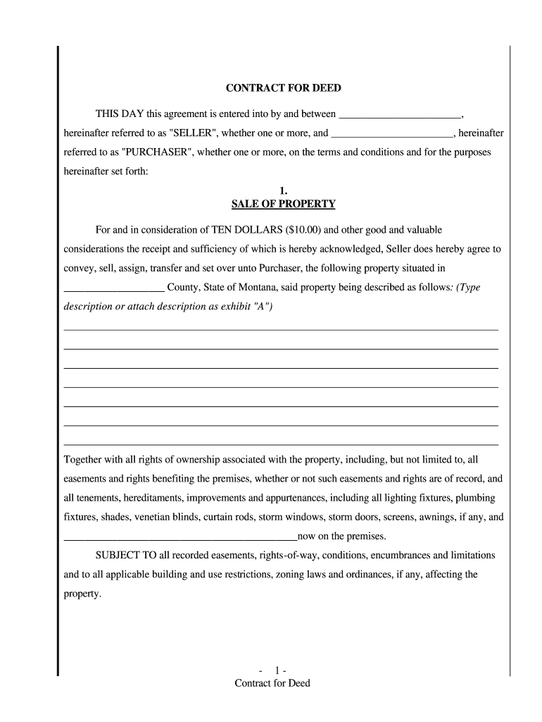 Contract for Deed  Form