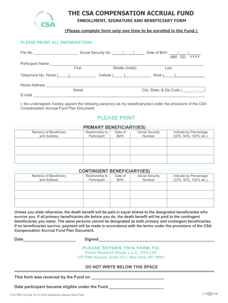  Compensation Accrual Fund 2010-2024