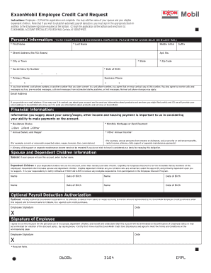 Exxonmobil Credit Card Application  Form