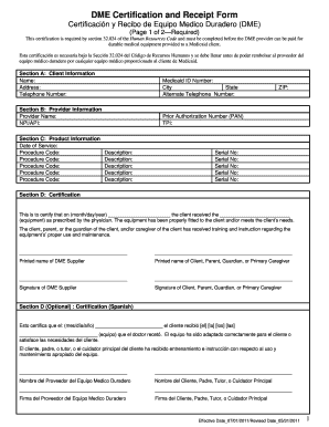 Dme Order Form Template 2011