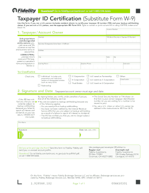 Fidelity W9 Form