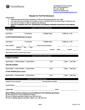 Lexisnexis Personal Reports  Form