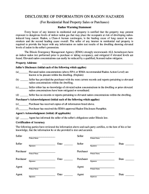 DISCLOSURE of INFORMATION on RADON HAZARDS Radon Illinois