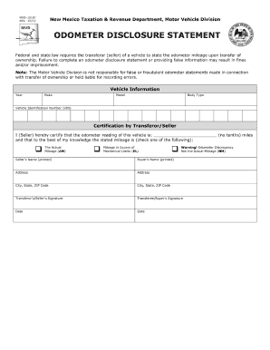 Nm Odometer Disclosure  Form