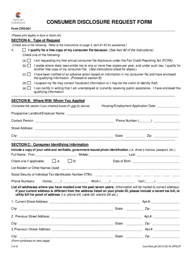  Consumer Disclosure 2013-2024