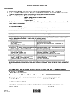  Dds Request for Driver Evaluation Form 2010