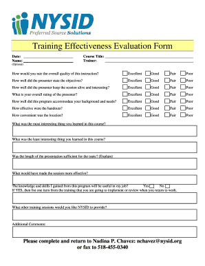 Training Effectiveness Form