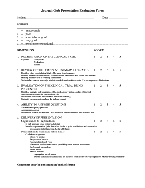 Pharmacy Presentation Evaluation Form