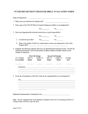 Disaster Drill Form