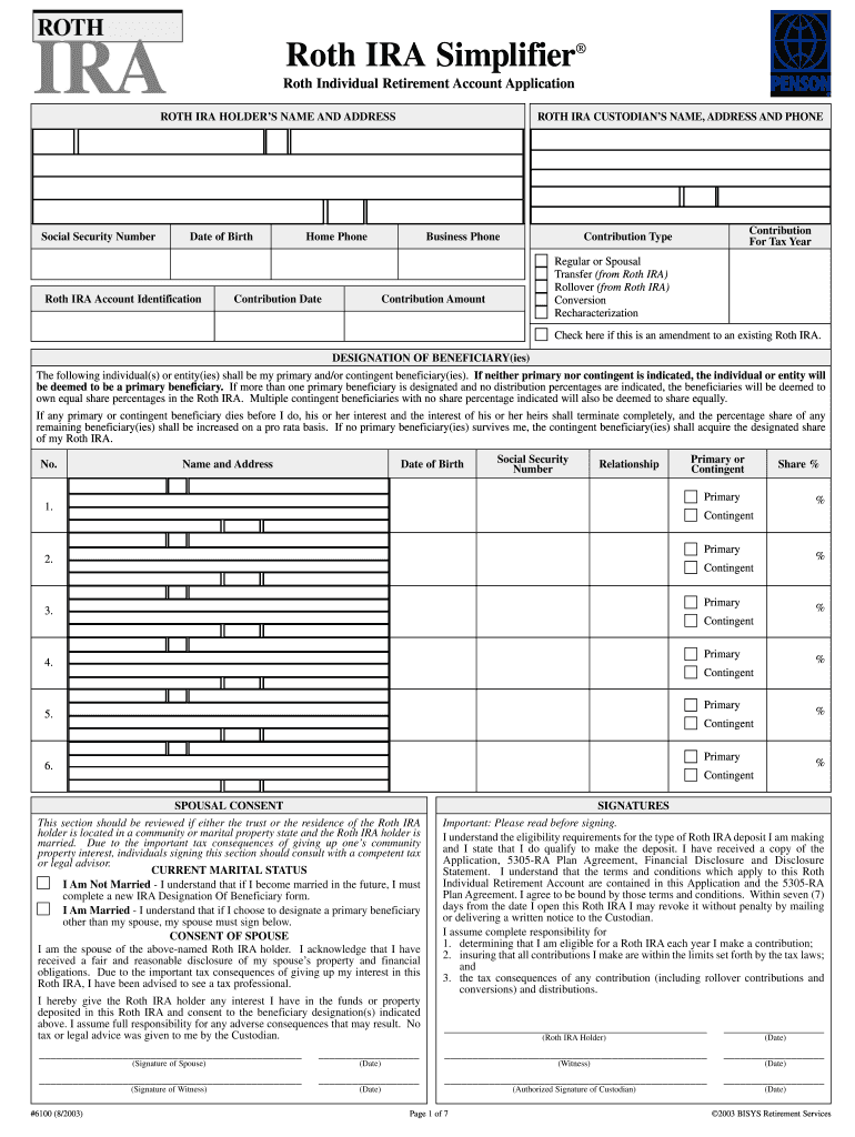 Roth IRA Simplifier  Form