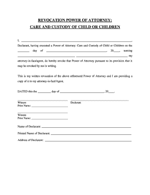 Washington State Power of Attorney Child Care Template  Form
