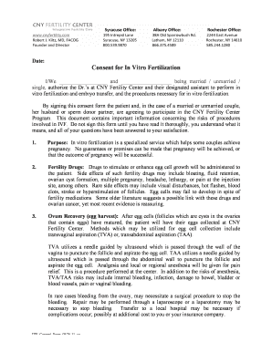 Consent for in Vitro Fertilization CNY Fertility Center  Form