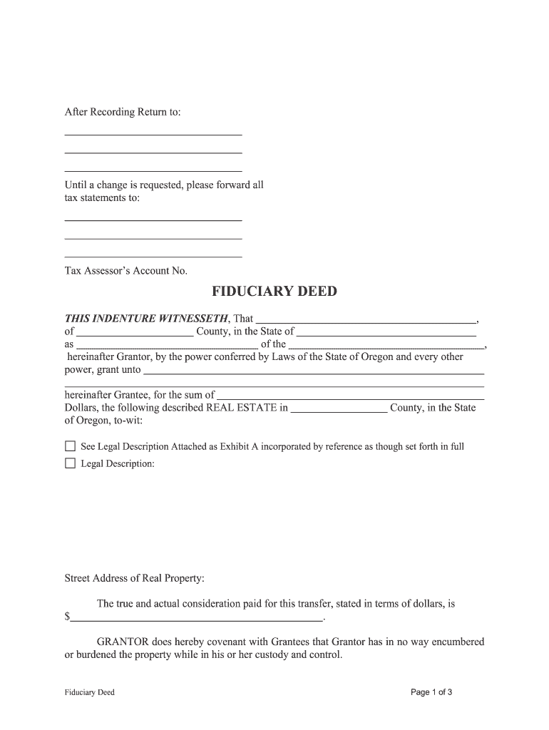 Executors Deed Oregon Form