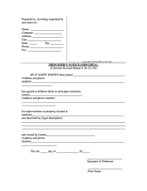 Disbursers Notice  Form