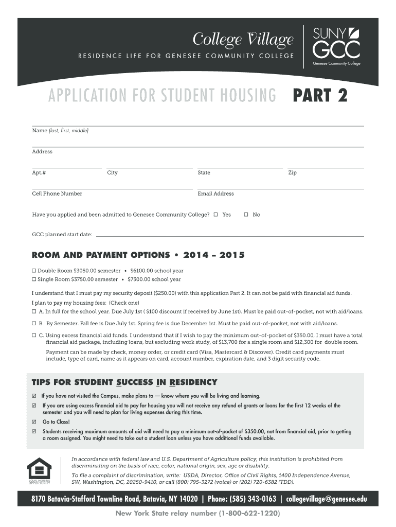 Application Part 2  Genesee Community College  Genesee  Form