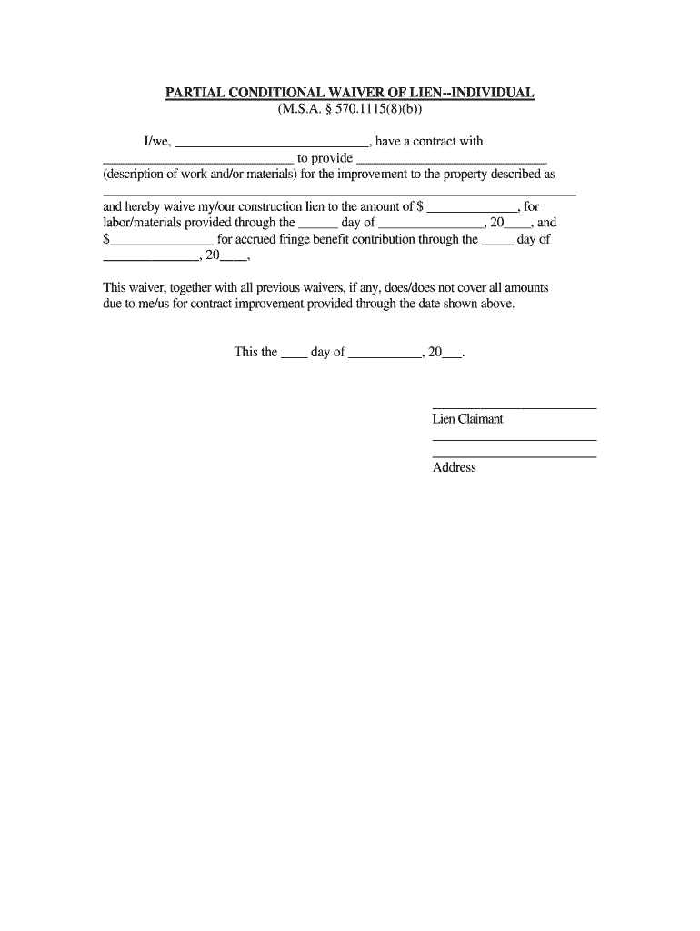 Lien Waiver Form Ny