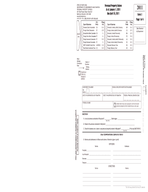 Personal Property Return as of January 1 Due April 15 Form