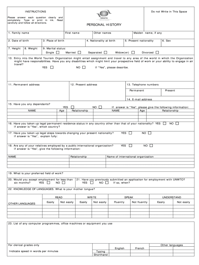 Unwto Form
