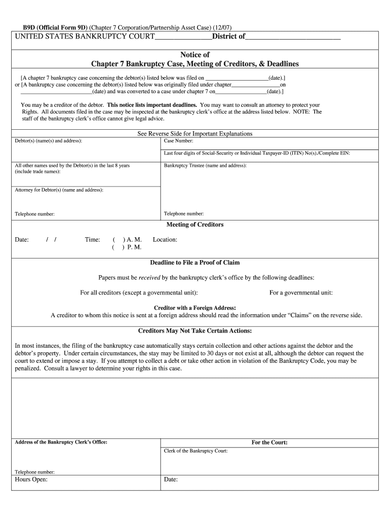 B9D Official Form 9D  U S Courts  Uscourts