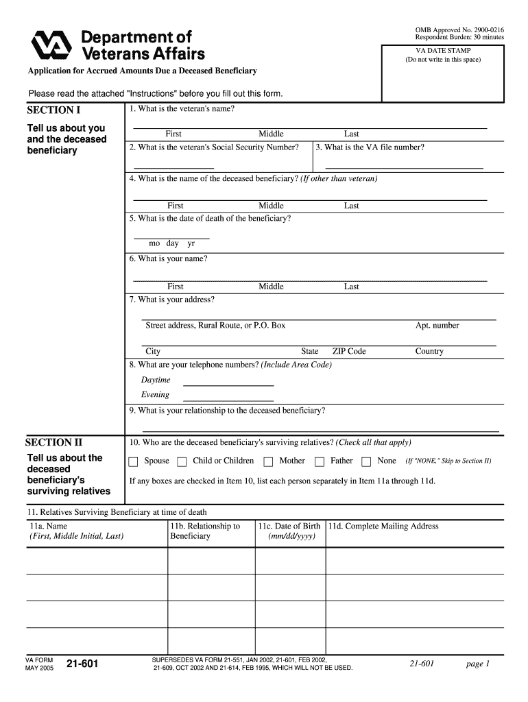  Instructions for Va Form 21 601 2019-2024