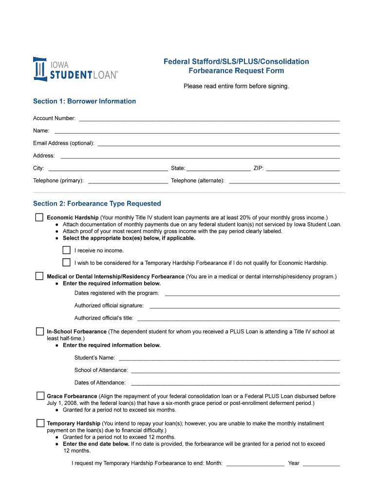 Forbearance Fillable Form