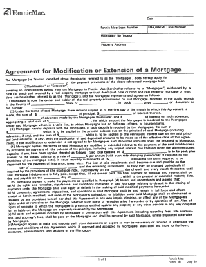 Mortgage Extension Agreement  Form
