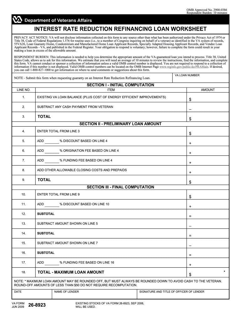  Va Irrrl Worksheet 2009