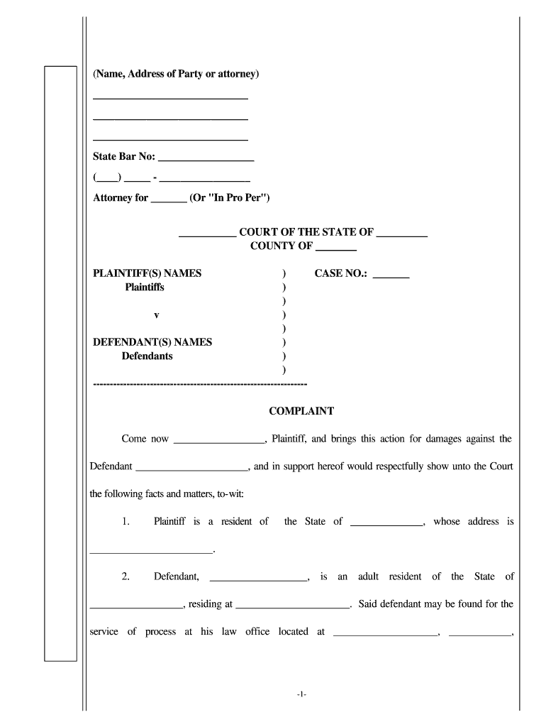 Get and Sign Sample Legal Malpractice Complaint  Form