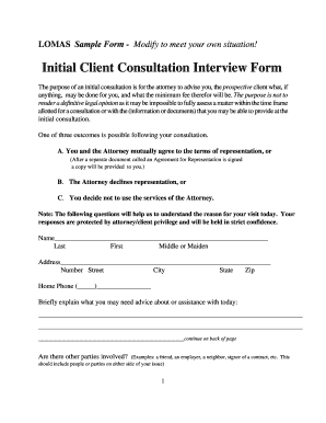 Florida Bar Initial Interview Form